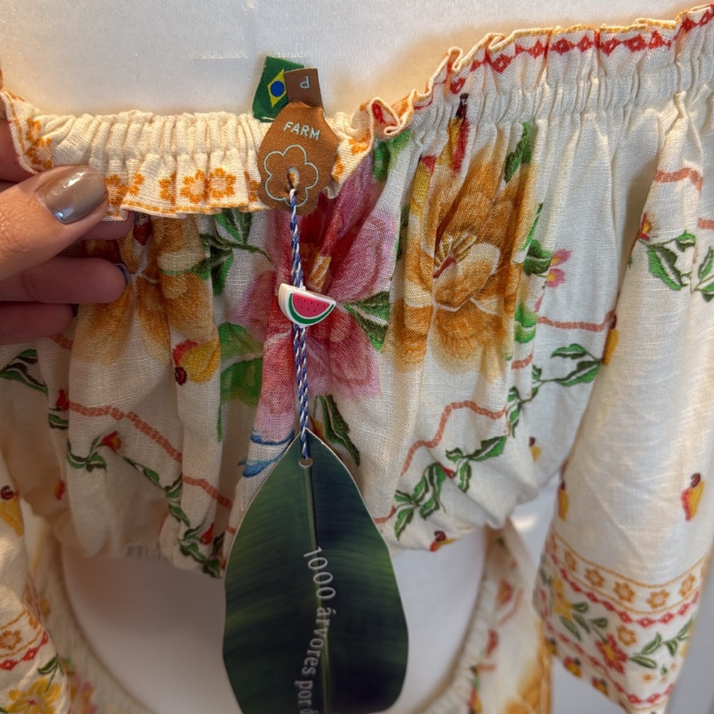 FARM Rio Cream Floral Off-Shoulder Cutout Maxi Dress - Picture 9 of 9